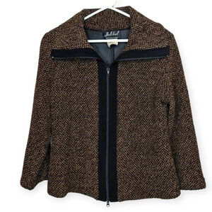 Vintage Jolibel Full Zip Turtleneck Collared Jacket Sweater Brown Knit 12